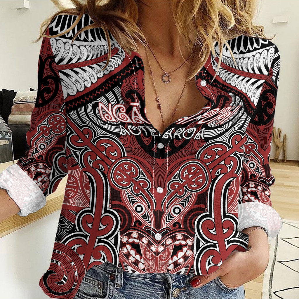 Aotearoa Iwi Ngapuhi Personalised Women Casual Shirt Maori Kowhaiwhai Pattern