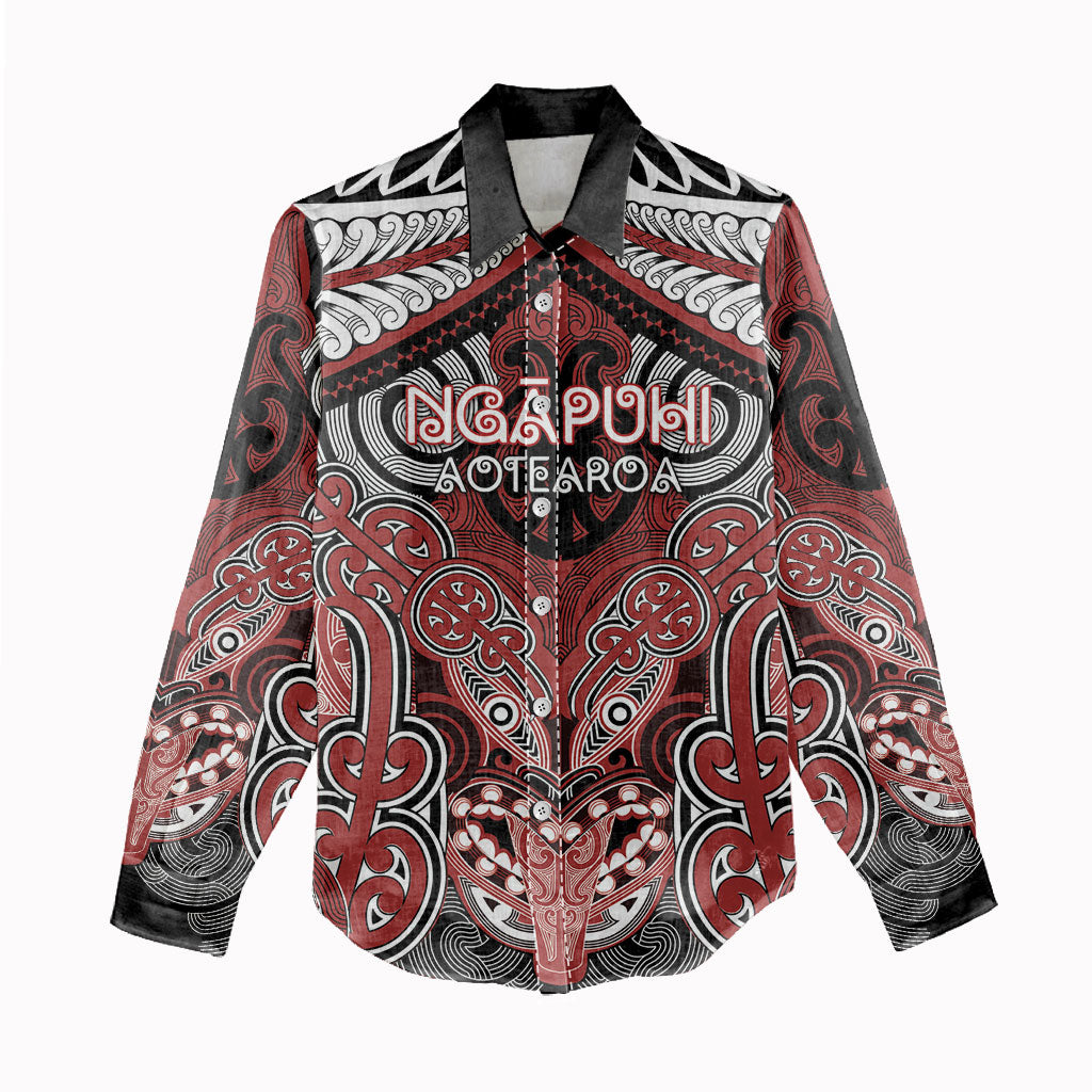 Aotearoa Iwi Ngapuhi Personalised Women Casual Shirt Maori Kowhaiwhai Pattern