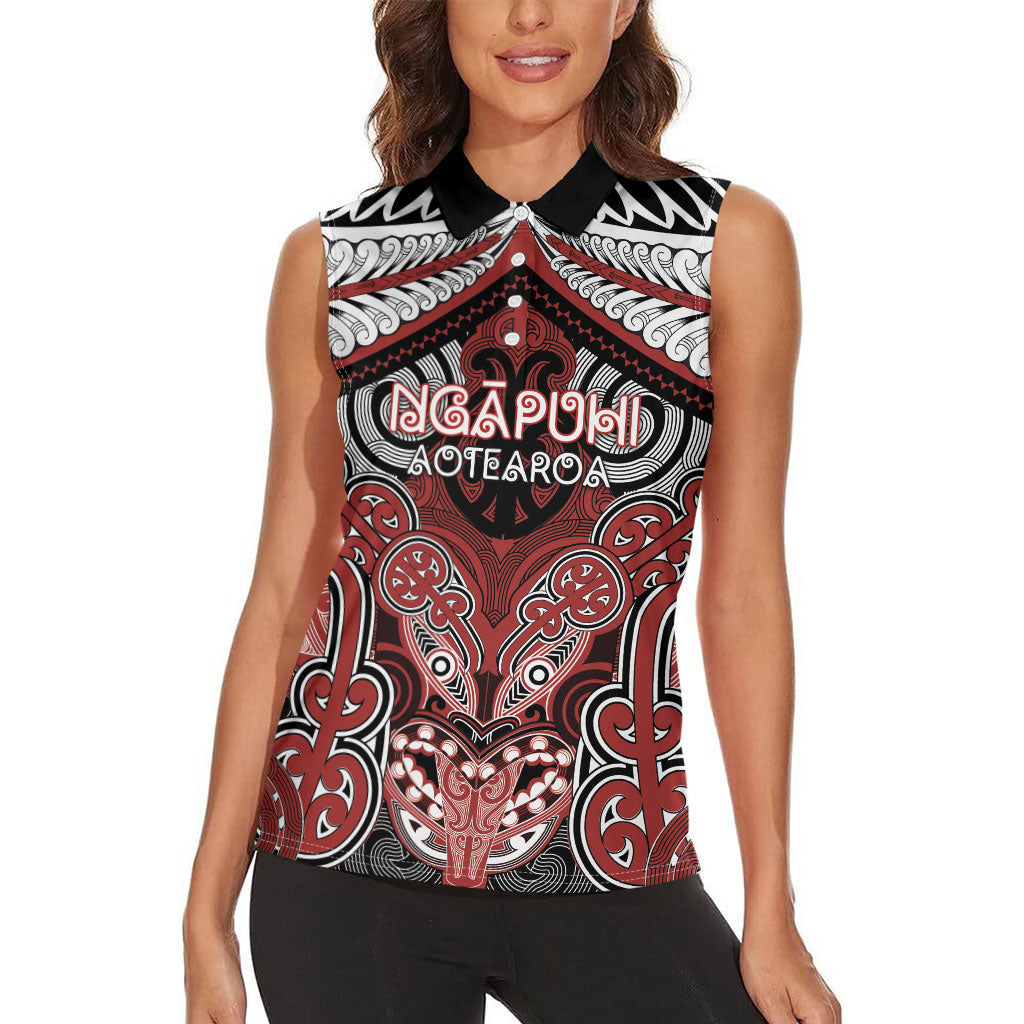 Aotearoa Iwi Ngapuhi Personalised Women Sleeveless Polo Shirt Maori Kowhaiwhai Pattern