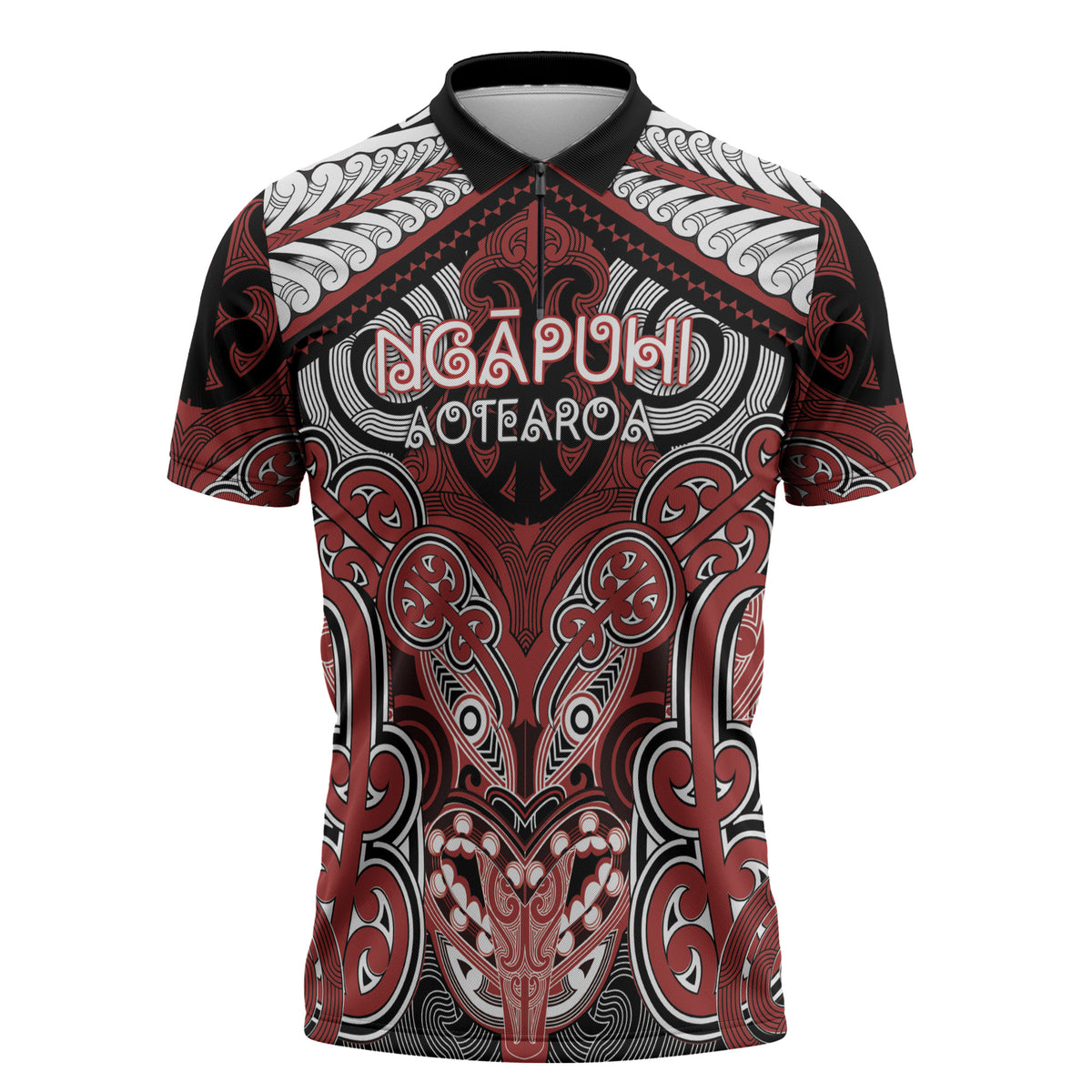 Aotearoa Iwi Ngapuhi Personalised Zipper Polo Shirt Maori Kowhaiwhai Pattern