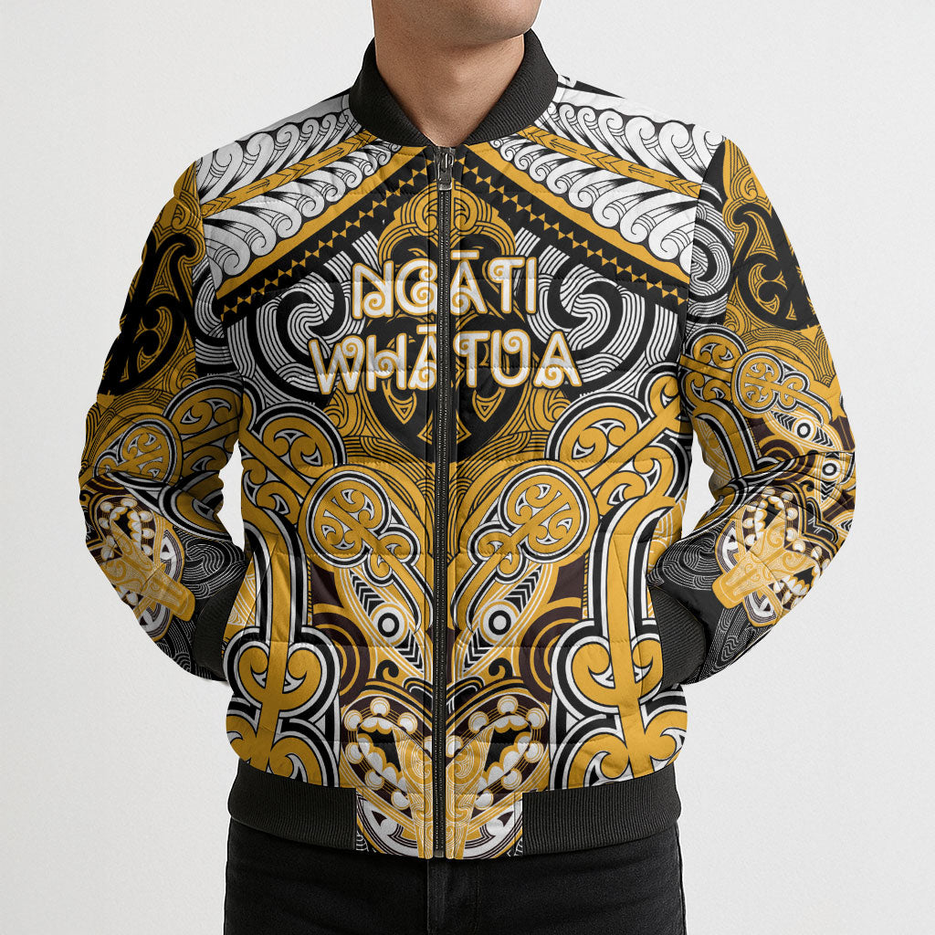 Aotearoa Iwi Ngati Whatua Personalised Bomber Puffer Jacket Maori Kowhaiwhai Pattern