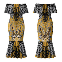 Aotearoa Iwi Ngati Whatua Personalised Couples Matching Mermaid Dress and Hawaiian Shirt Maori Kowhaiwhai Pattern