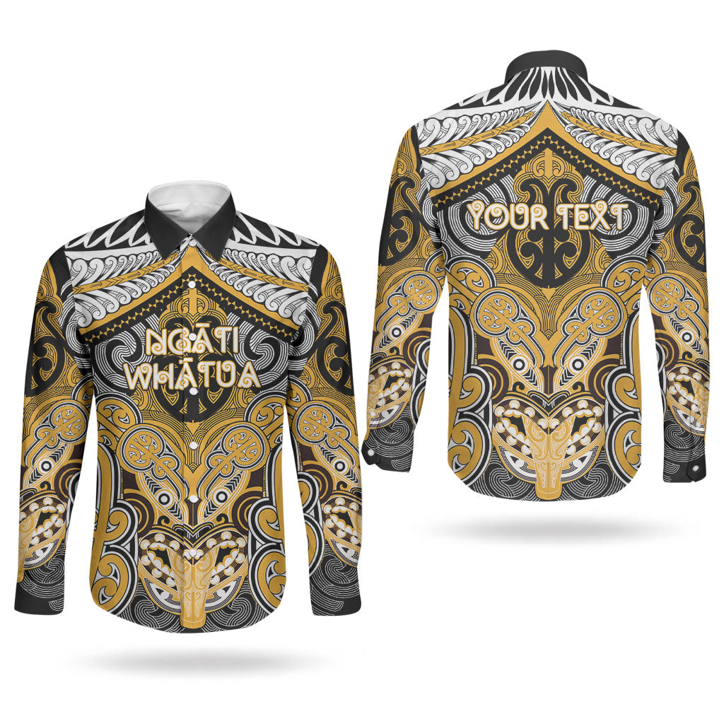 Aotearoa Iwi Ngati Whatua Personalised Couples Matching Off Shoulder Maxi Dress and Long Sleeve Button Shirt Maori Kowhaiwhai Pattern