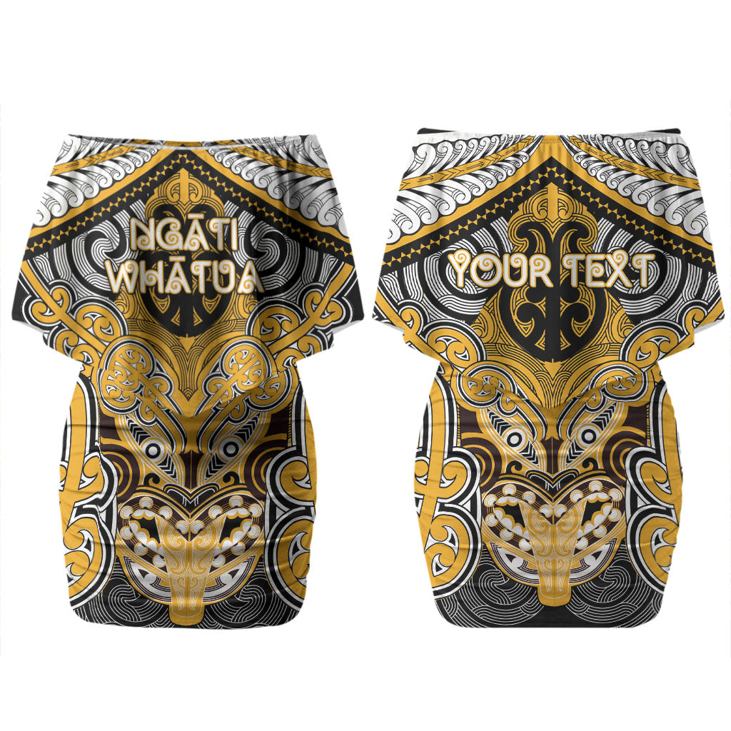 Aotearoa Iwi Ngati Whatua Personalised Couples Matching Off Shoulder Short Dress and Hawaiian Shirt Maori Kowhaiwhai Pattern