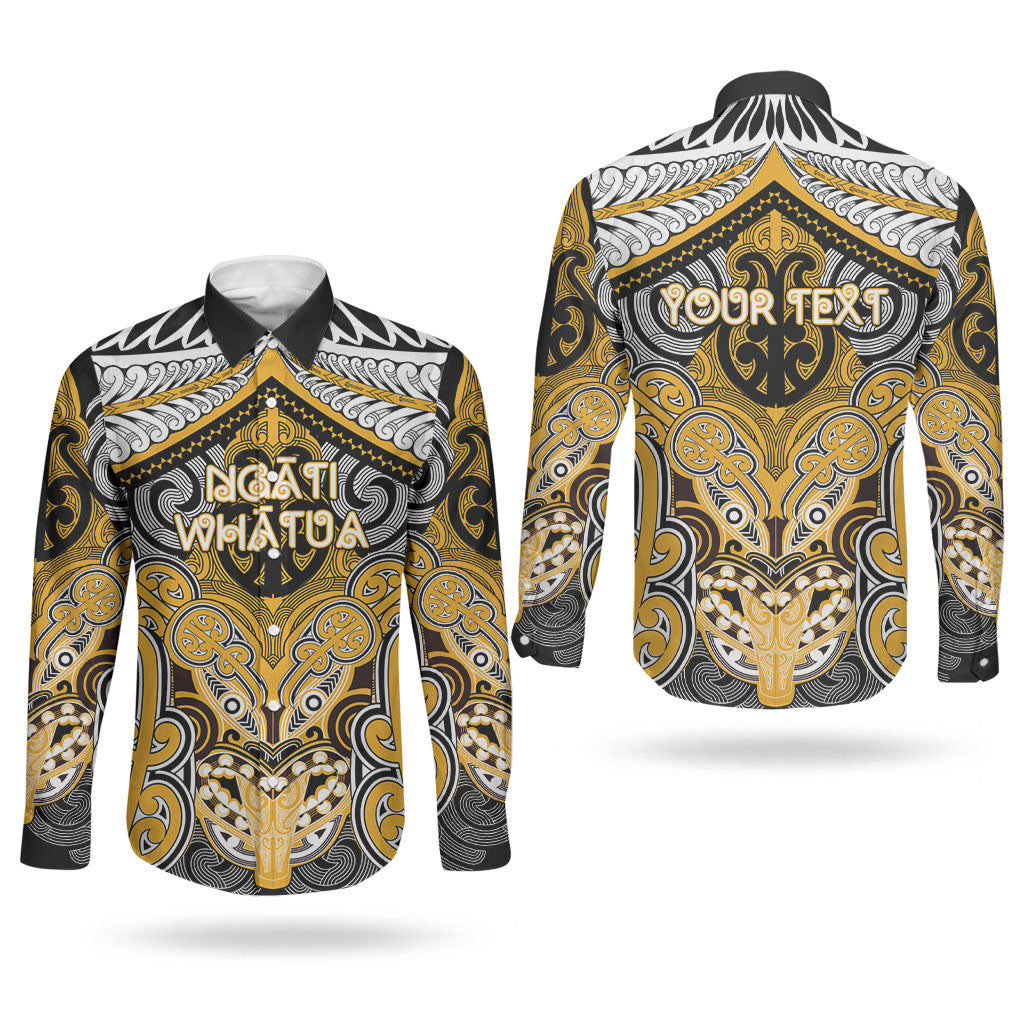 Aotearoa Iwi Ngati Whatua Personalised Couples Matching Off The Shoulder Long Sleeve Dress and Long Sleeve Button Shirt Maori Kowhaiwhai Pattern