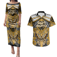 Aotearoa Iwi Ngati Whatua Personalised Couples Matching Puletasi and Hawaiian Shirt Maori Kowhaiwhai Pattern