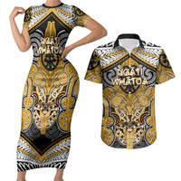 Aotearoa Iwi Ngati Whatua Personalised Couples Matching Short Sleeve Bodycon Dress and Hawaiian Shirt Maori Kowhaiwhai Pattern