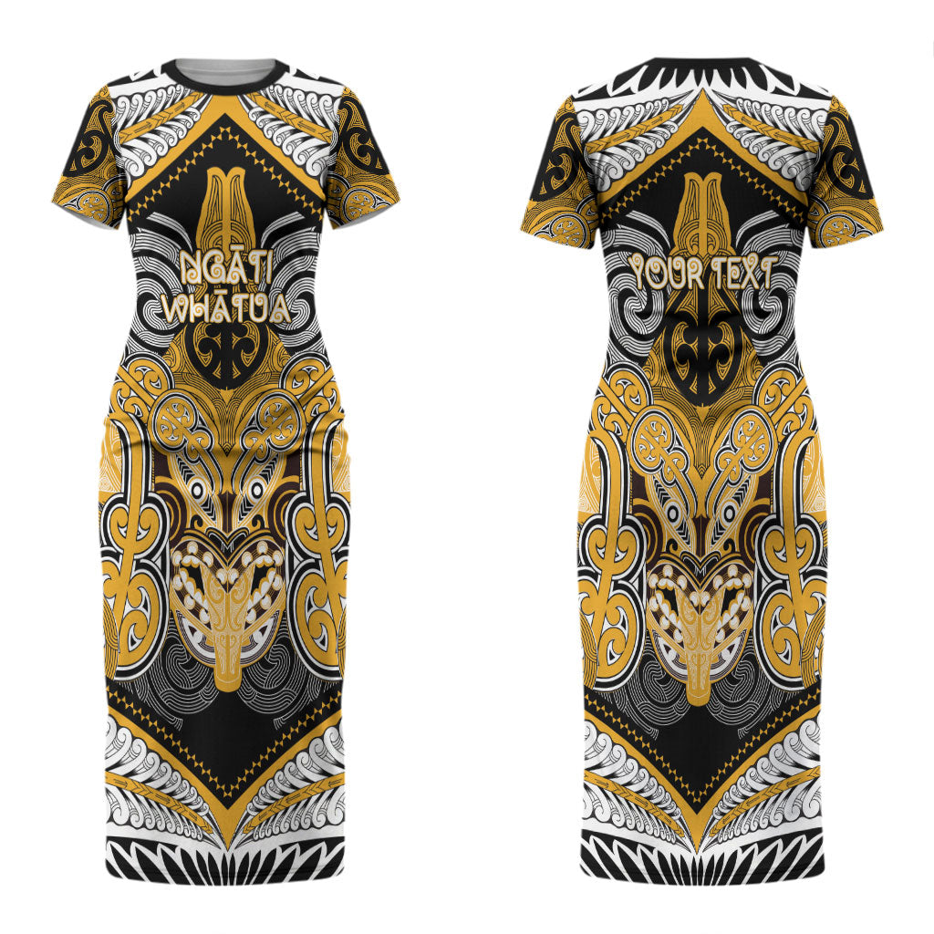 Aotearoa Iwi Ngati Whatua Personalised Couples Matching Short Sleeve Bodycon Dress and Hawaiian Shirt Maori Kowhaiwhai Pattern