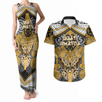 Aotearoa Iwi Ngati Whatua Personalised Couples Matching Tank Maxi Dress and Hawaiian Shirt Maori Kowhaiwhai Pattern