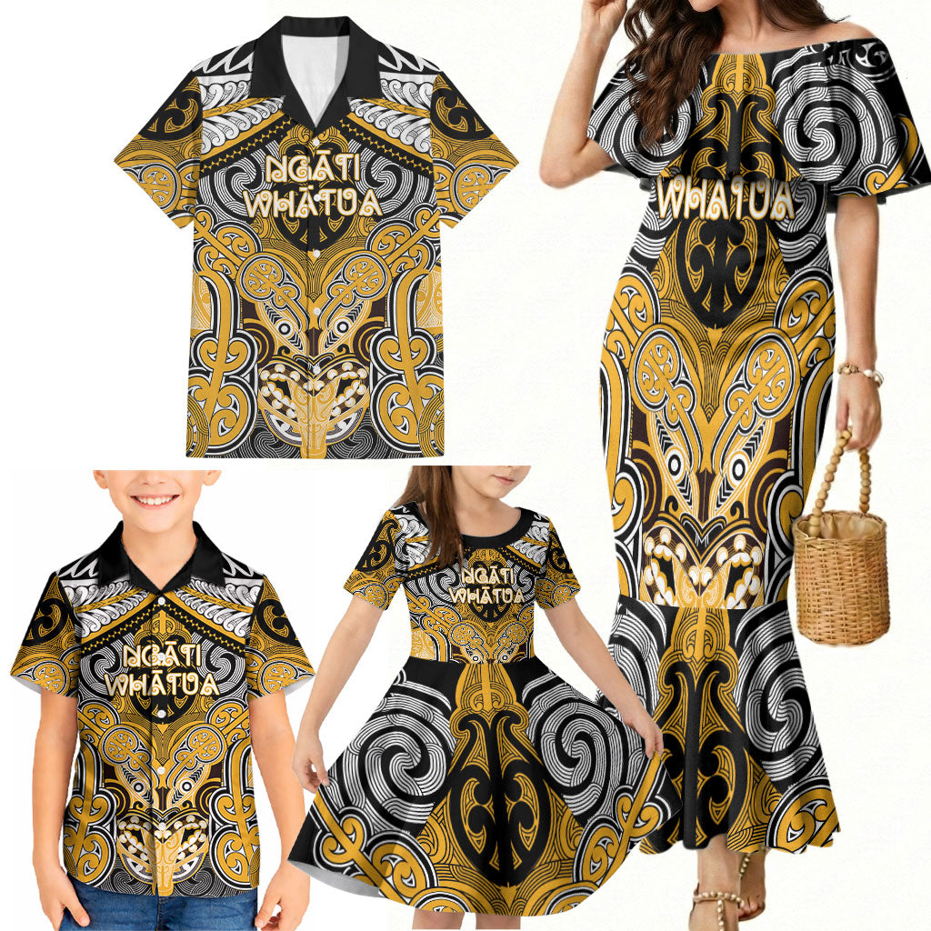 Aotearoa Iwi Ngati Whatua Personalised Family Matching Mermaid Dress and Hawaiian Shirt Maori Kowhaiwhai Pattern