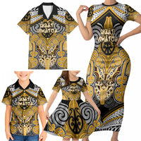 Aotearoa Iwi Ngati Whatua Personalised Family Matching Short Sleeve Bodycon Dress and Hawaiian Shirt Maori Kowhaiwhai Pattern