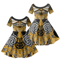 Aotearoa Iwi Ngati Whatua Personalised Family Matching Tank Maxi Dress and Hawaiian Shirt Maori Kowhaiwhai Pattern
