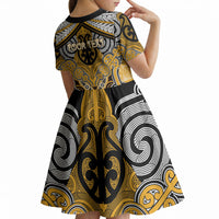 Aotearoa Iwi Ngati Whatua Personalised Kid Short Sleeve Dress Maori Kowhaiwhai Pattern