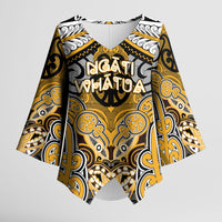 Aotearoa Iwi Ngati Whatua Personalised Kimono Sleeve Blouse Maori Kowhaiwhai Pattern