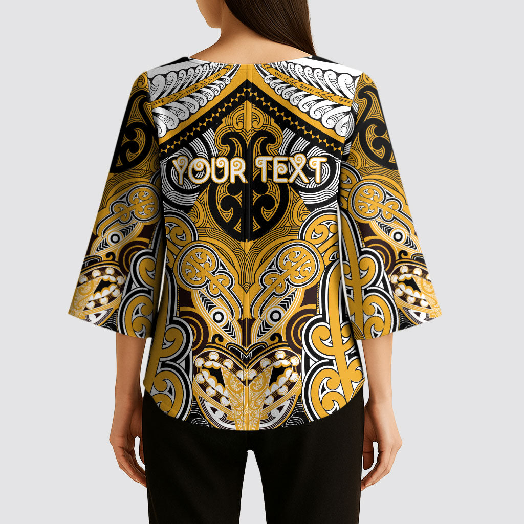 Aotearoa Iwi Ngati Whatua Personalised Kimono Sleeve Blouse Maori Kowhaiwhai Pattern