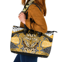 Aotearoa Iwi Ngati Whatua Leather Tote Bag Maori Kowhaiwhai Pattern