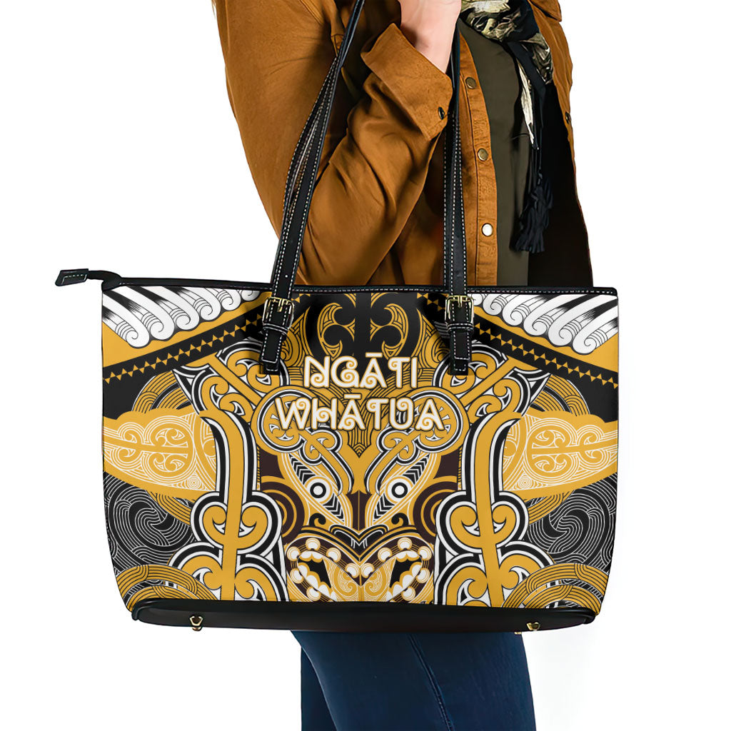 Aotearoa Iwi Ngati Whatua Leather Tote Bag Maori Kowhaiwhai Pattern