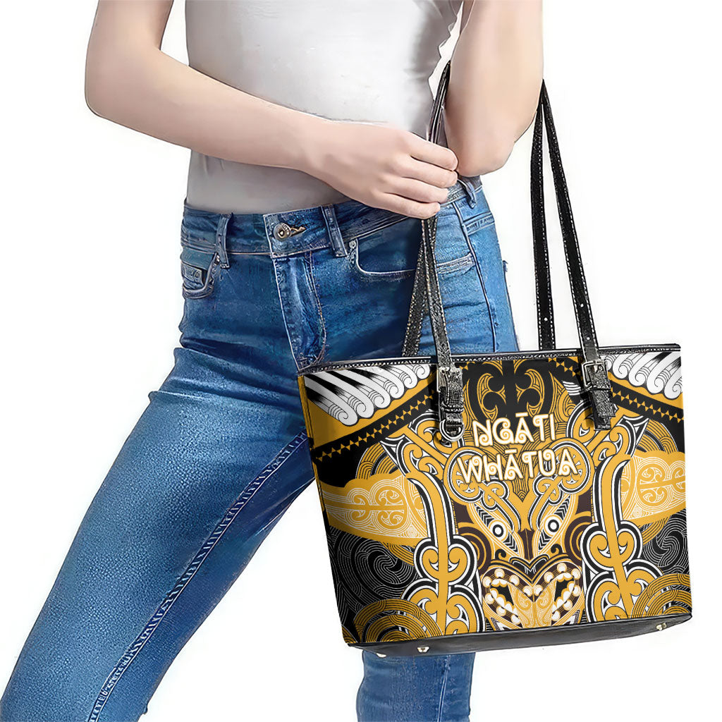 Aotearoa Iwi Ngati Whatua Leather Tote Bag Maori Kowhaiwhai Pattern