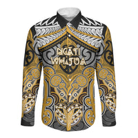 Aotearoa Iwi Ngati Whatua Personalised Long Sleeve Button Shirt Maori Kowhaiwhai Pattern