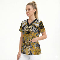 Aotearoa Iwi Ngati Whatua Personalised Scrub Top Maori Kowhaiwhai Pattern