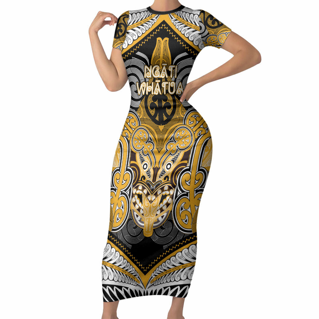 Aotearoa Iwi Ngati Whatua Personalised Short Sleeve Bodycon Dress Maori Kowhaiwhai Pattern