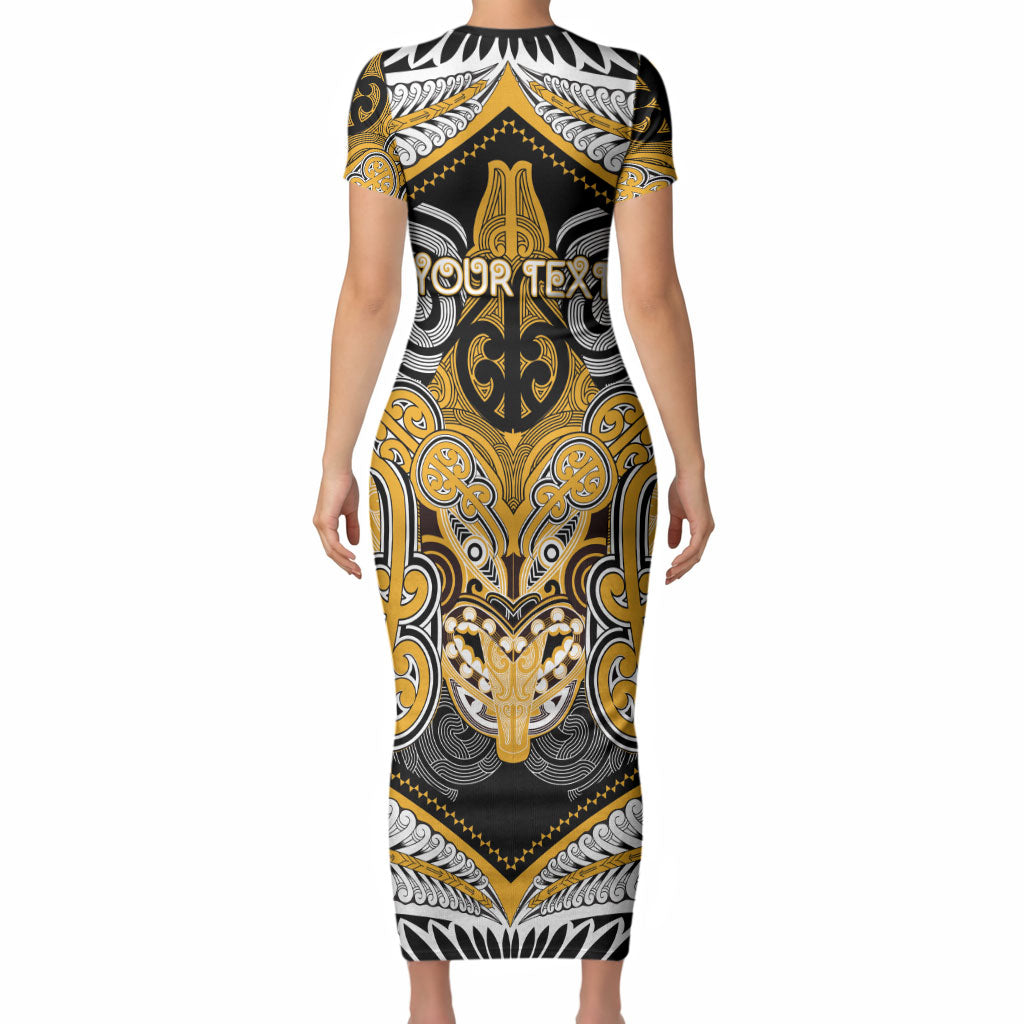 Aotearoa Iwi Ngati Whatua Personalised Short Sleeve Bodycon Dress Maori Kowhaiwhai Pattern