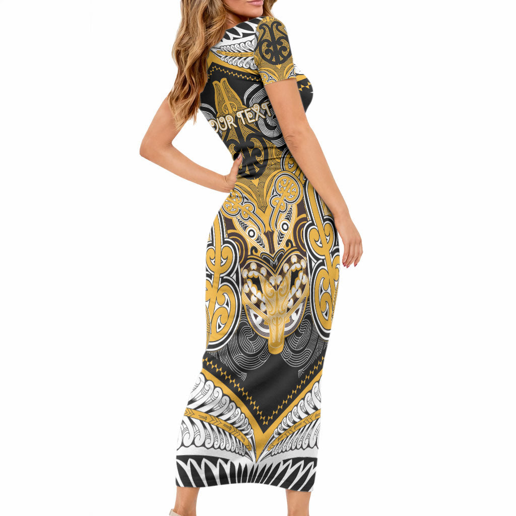 Aotearoa Iwi Ngati Whatua Personalised Short Sleeve Bodycon Dress Maori Kowhaiwhai Pattern