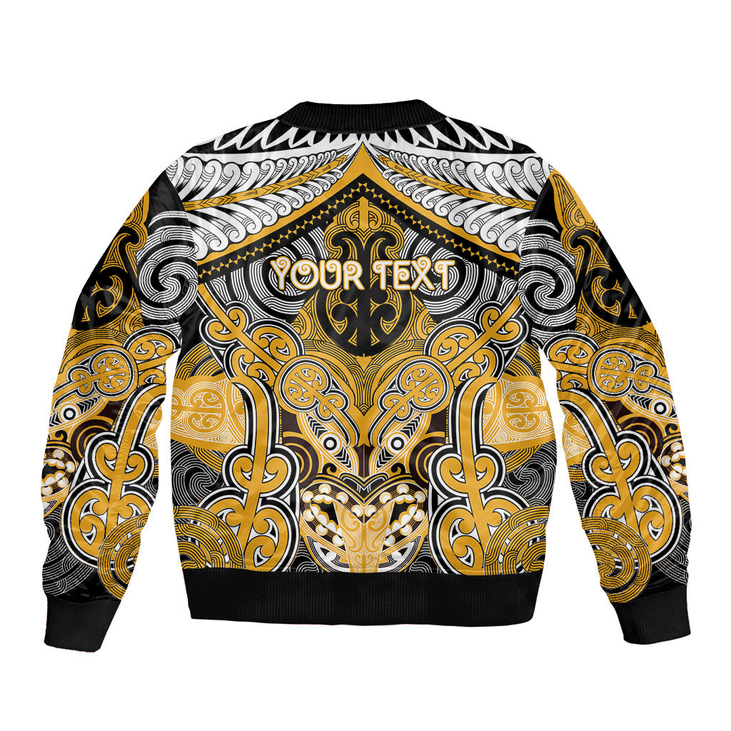 Aotearoa Iwi Ngati Whatua Personalised Sleeve Zip Bomber Jacket Maori Kowhaiwhai Pattern