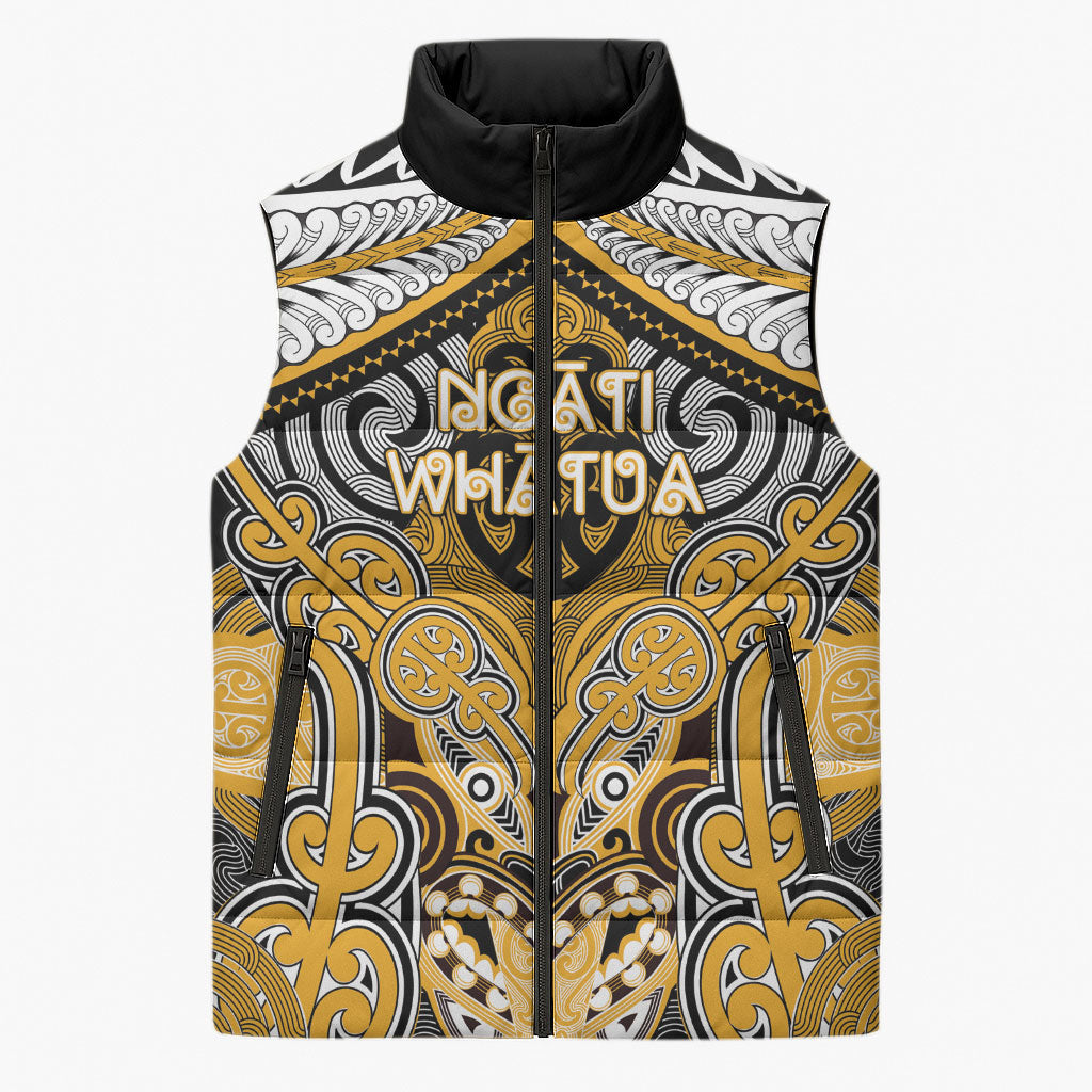 Aotearoa Iwi Ngati Whatua Personalised Sleeveless Puffer Jacket Maori Kowhaiwhai Pattern