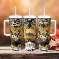 Aotearoa Iwi Ngati Whatua Personalised Tumbler With Handle Maori Kowhaiwhai Pattern