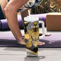 Aotearoa Iwi Ngati Whatua Personalised Tumbler With Handle Maori Kowhaiwhai Pattern