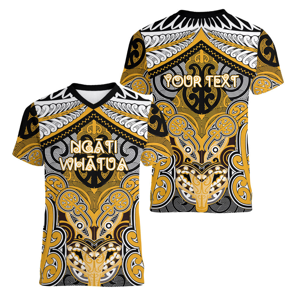 Aotearoa Iwi Ngati Whatua Personalised Women V-Neck T-Shirt Maori Kowhaiwhai Pattern