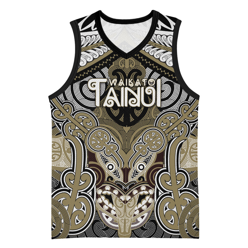 Aotearoa Iwi Waikato Tainui Personalised Basketball Jersey Maori Kowhaiwhai Pattern