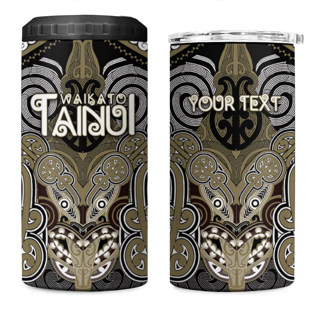 Aotearoa Iwi Waikato Tainui Personalised 4 in 1 Can Cooler Tumbler Maori Kowhaiwhai Pattern