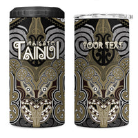 Aotearoa Iwi Waikato Tainui Personalised 4 in 1 Can Cooler Tumbler Maori Kowhaiwhai Pattern