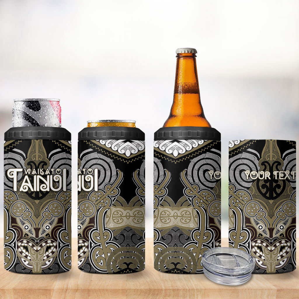 Aotearoa Iwi Waikato Tainui Personalised 4 in 1 Can Cooler Tumbler Maori Kowhaiwhai Pattern