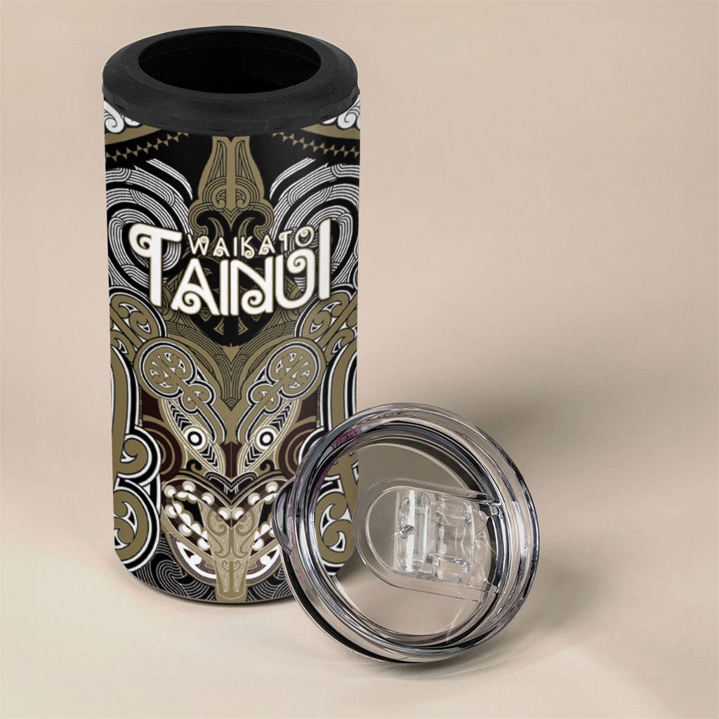 Aotearoa Iwi Waikato Tainui Personalised 4 in 1 Can Cooler Tumbler Maori Kowhaiwhai Pattern