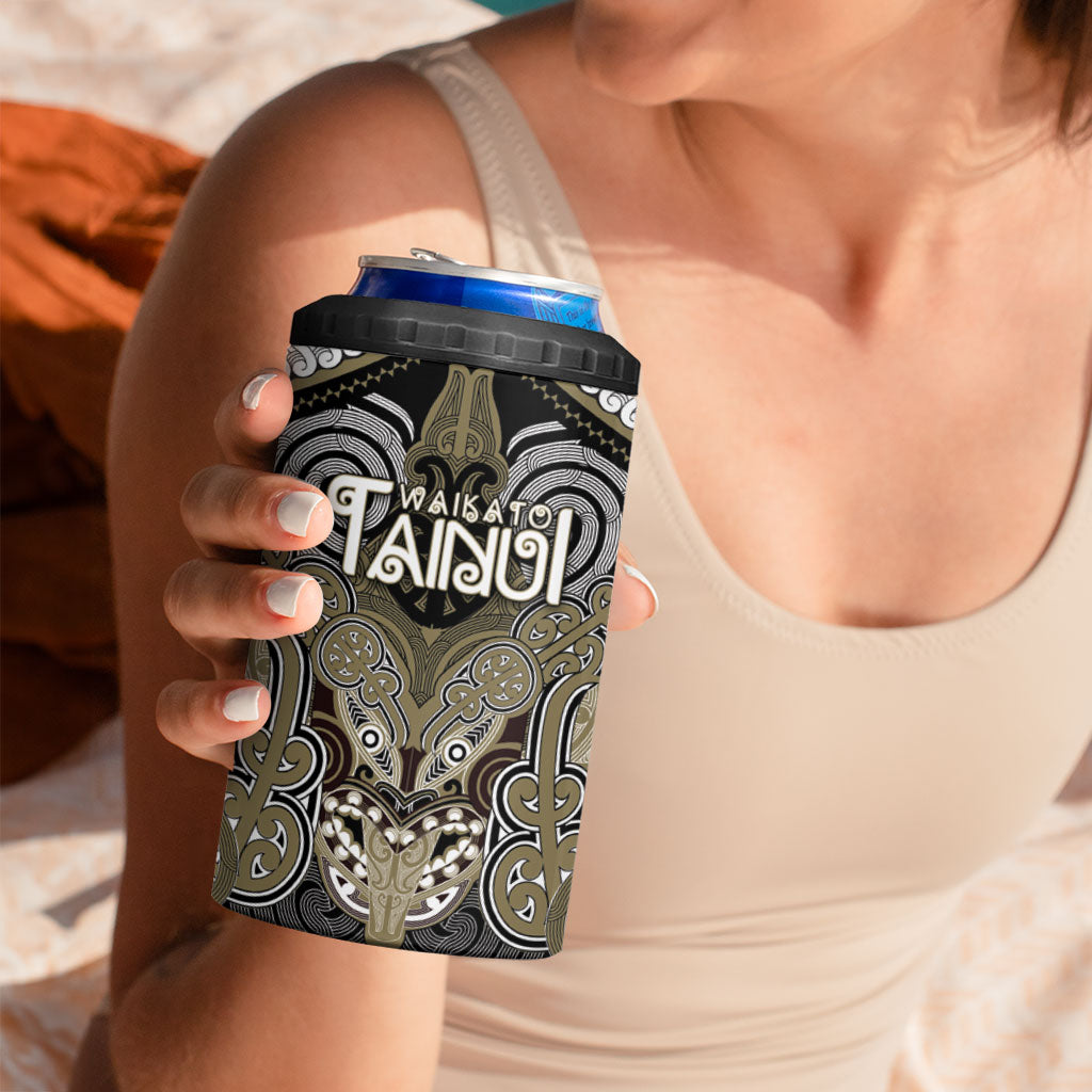 Aotearoa Iwi Waikato Tainui Personalised 4 in 1 Can Cooler Tumbler Maori Kowhaiwhai Pattern