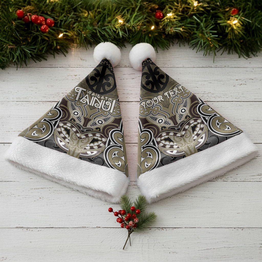 Aotearoa Iwi Waikato Tainui Personalised Christmas Santa Hat Maori Kowhaiwhai Pattern