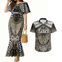 Aotearoa Iwi Waikato Tainui Personalised Couples Matching Mermaid Dress and Hawaiian Shirt Maori Kowhaiwhai Pattern