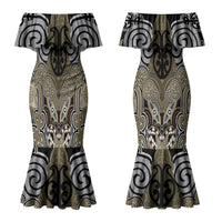 Aotearoa Iwi Waikato Tainui Personalised Couples Matching Mermaid Dress and Hawaiian Shirt Maori Kowhaiwhai Pattern