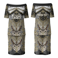 Aotearoa Iwi Waikato Tainui Personalised Couples Matching Puletasi and Long Sleeve Button Shirt Maori Kowhaiwhai Pattern