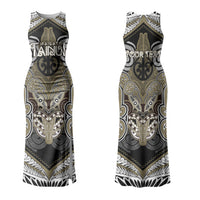 Aotearoa Iwi Waikato Tainui Personalised Couples Matching Tank Maxi Dress and Long Sleeve Button Shirt Maori Kowhaiwhai Pattern