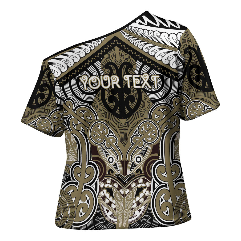 Aotearoa Iwi Waikato Tainui Personalised Cross Shoulder Shirt Maori Kowhaiwhai Pattern