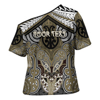 Aotearoa Iwi Waikato Tainui Personalised Cross Shoulder Shirt Maori Kowhaiwhai Pattern
