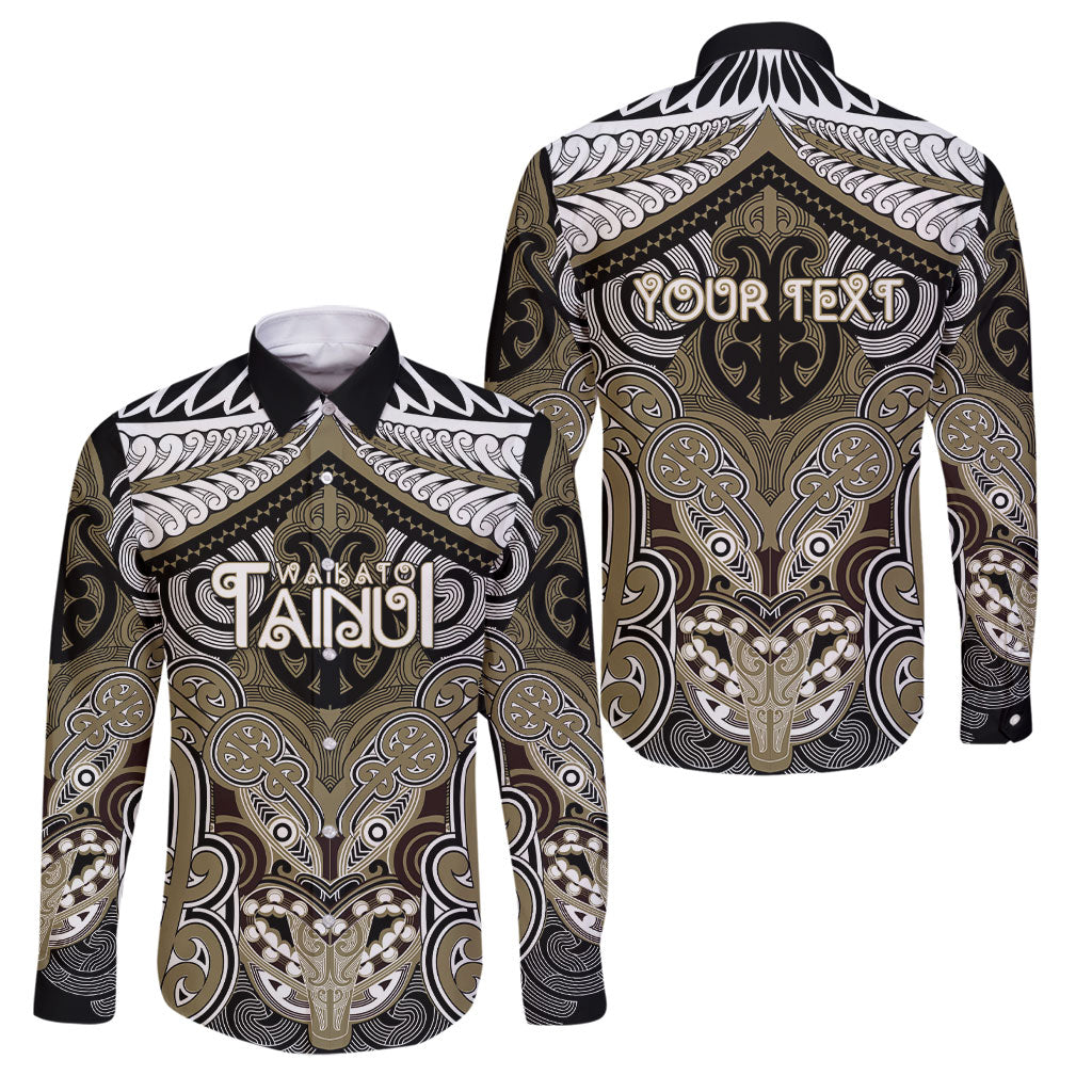 Aotearoa Iwi Waikato Tainui Personalised Family Matching Long Sleeve Bodycon Dress and Hawaiian Shirt Maori Kowhaiwhai Pattern