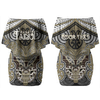 Aotearoa Iwi Waikato Tainui Personalised Family Matching Off Shoulder Short Dress and Hawaiian Shirt Maori Kowhaiwhai Pattern