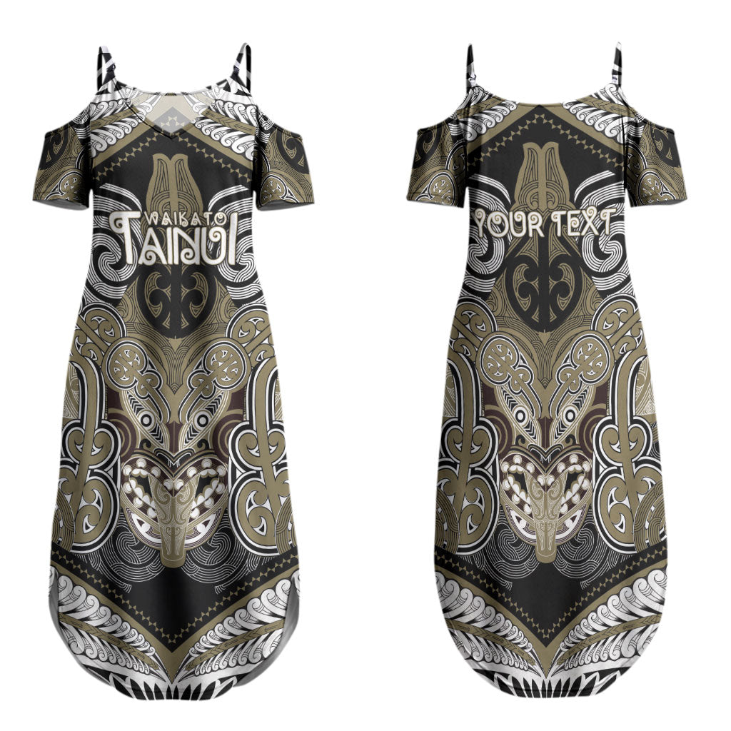 Aotearoa Iwi Waikato Tainui Personalised Family Matching Summer Maxi Dress and Hawaiian Shirt Maori Kowhaiwhai Pattern