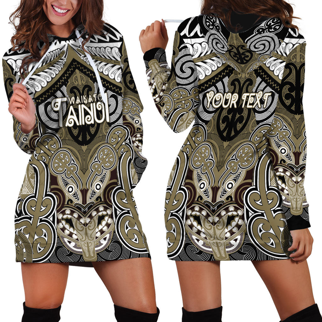 Aotearoa Iwi Waikato Tainui Personalised Hoodie Dress Maori Kowhaiwhai Pattern