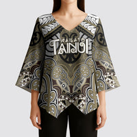 Aotearoa Iwi Waikato Tainui Personalised Kimono Sleeve Blouse Maori Kowhaiwhai Pattern